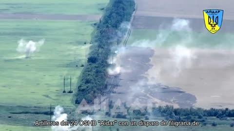 Los artilleros del 24º OSHB "Aidar" destruyen un tanque de la Horda con un disparo de filigrana de