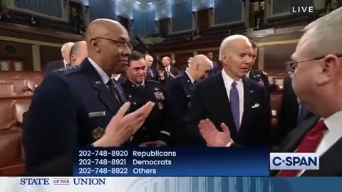 Biden, whose speech ended 25 minutes ago, is currently wandering around the...