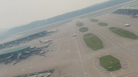 Departure and take-off from the Incheon Airport runway