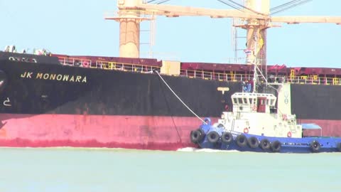 Huge oil Tankers sailing at a port in Thailand