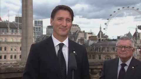 Canada: Canadian Prime Minister Justin Trudeau speaks to reporters in London ahead of Queen Elizabeth II's funeral – September 18, 2022