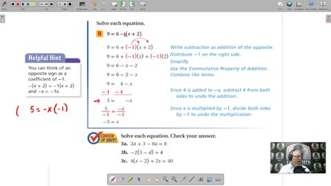 Algebra 1 - Chapter 2, Lesson 3 - Solving Two-Step and Multi-Step Equations