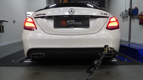 Stage 2 Mercedes Benz C43 AMG pops and bangs, decat, flames