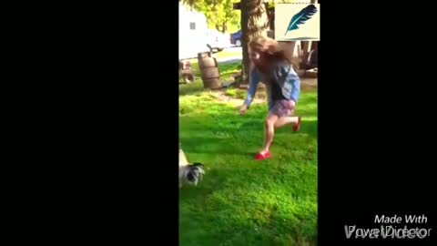 Funny Video: Kids are getting chased by chickens and roosters