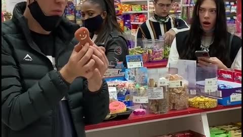 Everyone around the boy was stunned by the magic trick