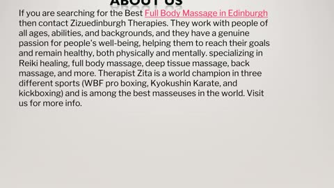 Best Full Body Massage in Edinburgh