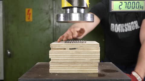 150 TON Hydraulic Press versus Hundreds of Nails