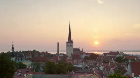 Time Lapse - Sunrise Over Small Town