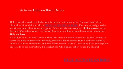 Activate Hulu on Roku Device