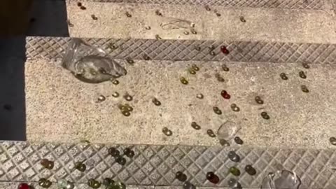 Rolling Glass Bottles from stairs Most Satisfyingly videos