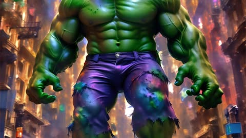 AI Generated Video of The Hulk Roaring in the Colourful City || follow @letmerap4u