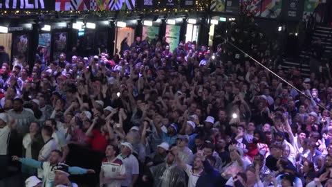 England fans at Boxpark react as England beat Wales 3-0