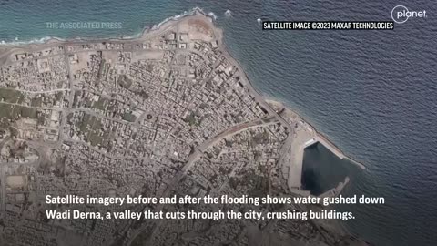 Drone footage shows massive destruction left in wake of devastating floods in eastern Libya