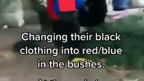 January 6 - Antifa Members Changing their All Black Clothes into Trump Gear