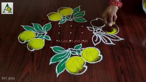 Beautiful Mango Rangoli with easy steps