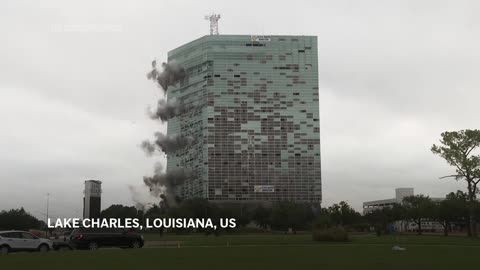 Hurricane-damaged Louisiana skyscraper is imploded