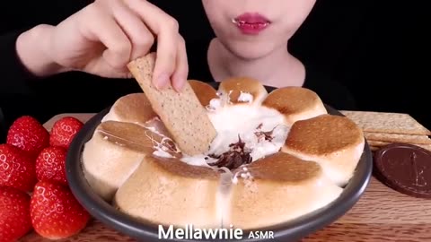 ASMR MUKBANG｜NUTELLA S'MORES DIP, STRAWBERRY, CHOCOLATE