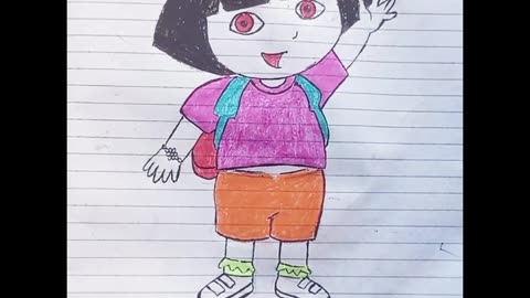 Draw Dora the Explorer using a crayon