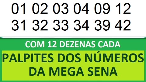 PALPITES DOS NÚMEROS DA MEGA SENA COM 12 DEZENAS fm fn fo fp fq fr fs ft fu fv fw fx