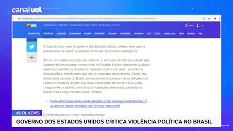 Governo dos EUA critica violência no Brasil: 'Vamos monitorar as eleições'