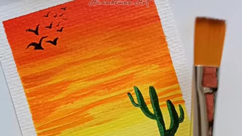 Beautiful Sunset Painting 🏜️ _ Painting tutorial for beginners