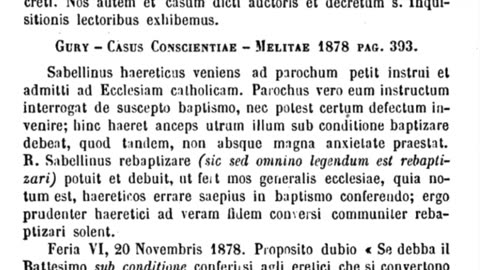 Ex. S. Congr. S.R.U.I. Decisio De Receptione Haereticorum Conversorum (20 Nov. 1878) #ProLateranus