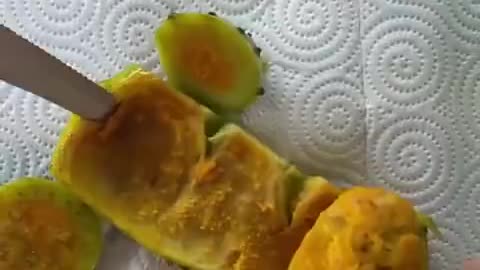 Turns out this is how cactus fruit is eaten