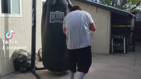 500 Pound Punching Bag Workout Part 39. 3 Minute Round Of Thai Boxing. Punches & Elbows Only!