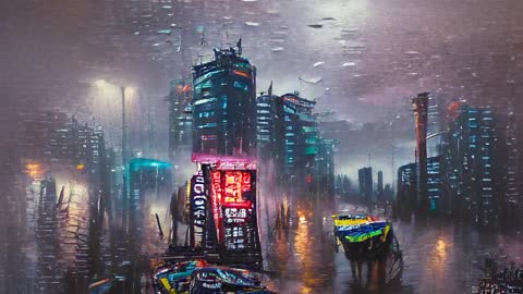 Asking an AI to draw a cyberpunk city