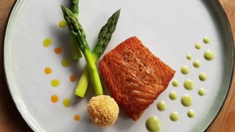 Salmon, Asparagus, Potato Croquette