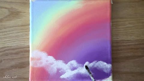 Dreamy Day 🌈Rainbow Sky & Clouds | Step by step Acrylic Painting #144