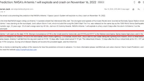 Prediction - BILLY JOEL PROPHECY = NASA's ARTEMIS will crash Nov 16