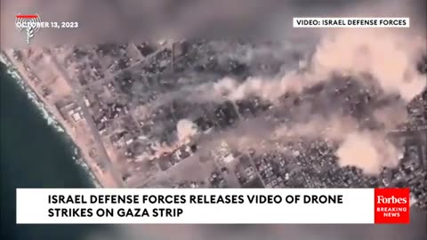 AERIAL FOOTAGE- Israel Defense Forces Release Video Of Drone Strike On Gaza