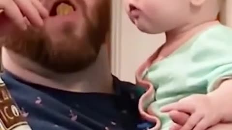 Funny baby eating