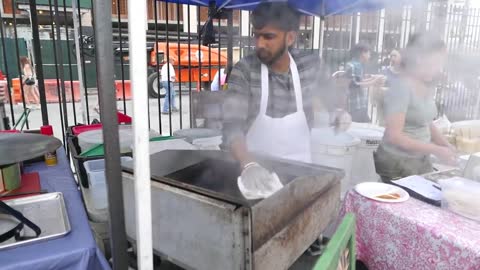 New York Street Food - INDIAN MASALA DOSA and Young Coconut Water