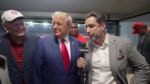 Clay Travis interviews Donald Trump at the Alabama vs Georgia game