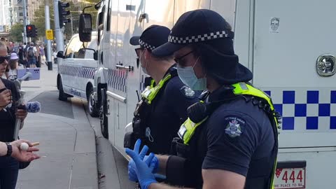 VicPol throwing their discarded rubbish on the ground 16 04 2022