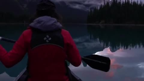 Paddling on lake