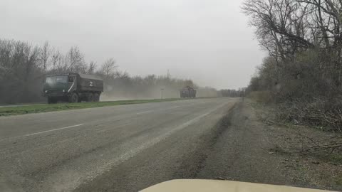 A column of military equipment in the Donetsk People's Republic