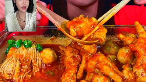 SPICY MEATBALL CHICKEN FEET ENOKI MASSIVE #eating #food #cooking #reels #trend #fyp #asmr (9)