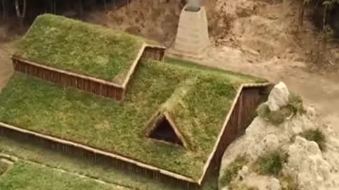 2 month hardwork Building underground hut with grass roof and fire Clay