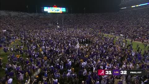 LSU fans storm the field after beating Alabama in overtime _ ESPN College Football