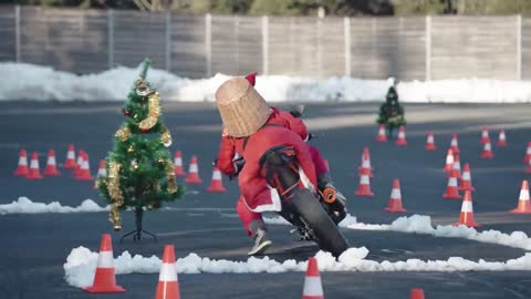 Winter motorcycle drift playground