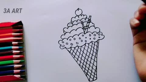 Drawing Rainbow Ice Cream - Easy Drawing