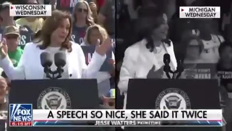 WOW: Kamala Caught Giving The Same Speech TWICE