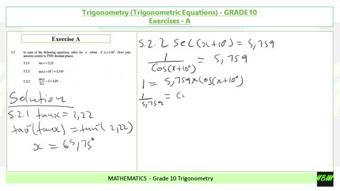 Trigonometric Equations - Grade 10