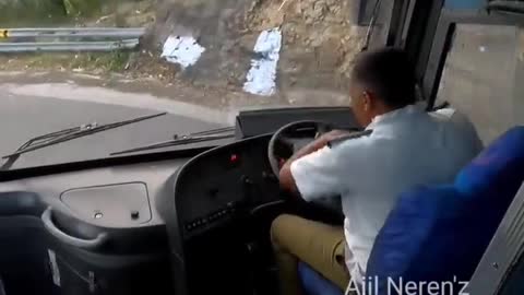 Volvo Bus Extreme steering action for Extreme Ghat section Turn.