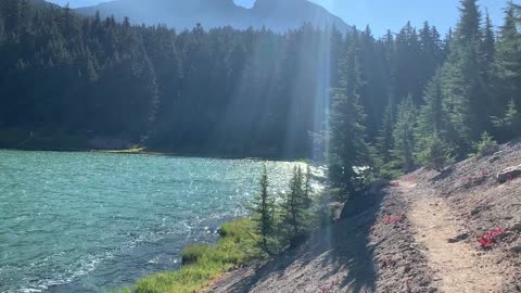 Central Oregon - Three Sisters Wilderness - Windy Lake Waves Batter the Scenic Shoreline