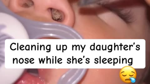 "Sleeping Baby: Adorable Moment Caught Cleaning Her Nose!"#sleeping#cleaning