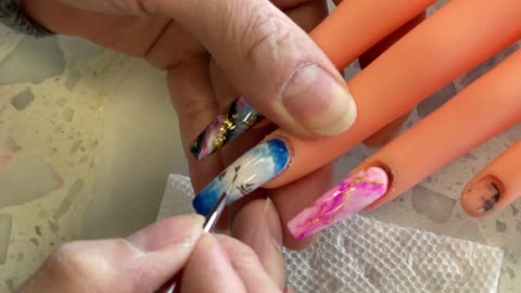 How to draw boats and sea on nails very easy